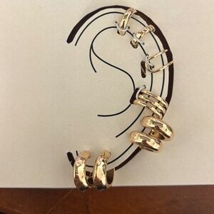 ✨ Gold Ear Party Set ✨ Chunky Hoops & Ear Cuffs ✨ 2 pairs of hoops + 4 cuffs